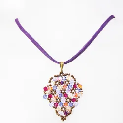 Pendant 65cm - Terence Grapes-Purple Suedine - Pendant 65cm - Laiton bronze